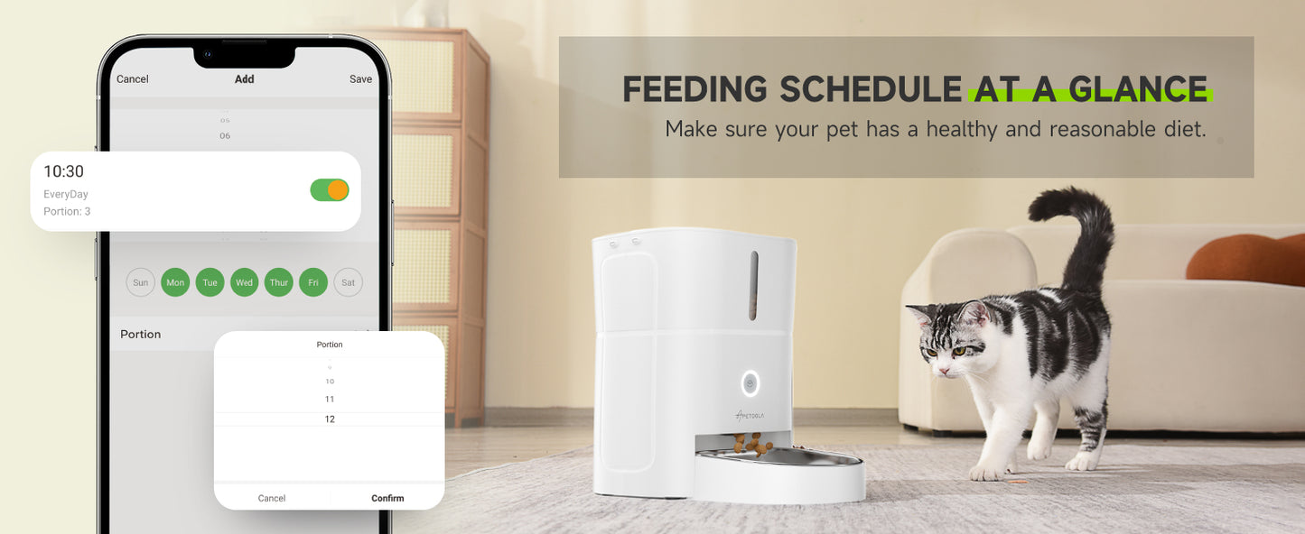 Automatic Cat Feeder Black and White control via App
